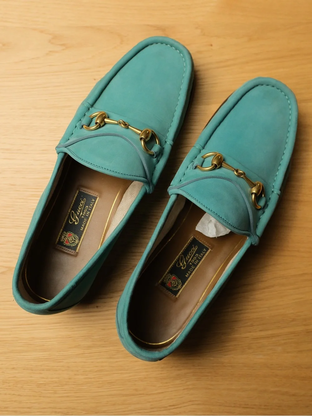 Rare Gucci 1953 Horsebit Loafers Teal Leather Size 8 With Box